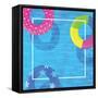 Swim Rings on Swimming Pool Water Background-ADELART-Framed Stretched Canvas