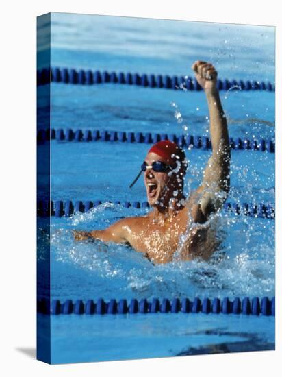 Swimmer Celebrating His Victory-null-Stretched Canvas