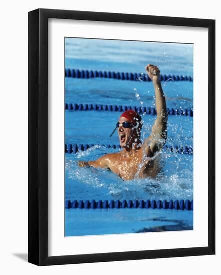 Swimmer Celebrating His Victory-null-Framed Photographic Print