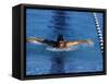 Swimmer Competing in a Butterfly Race-null-Framed Stretched Canvas