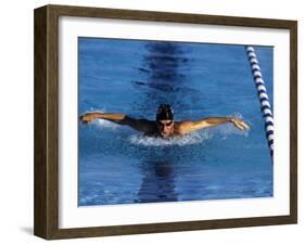 Swimmer Competing in a Butterfly Race-null-Framed Photographic Print