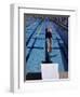 Swimmer Diving Off the Starting Blocks to Begin a Race-Steven Sutton-Framed Premium Photographic Print