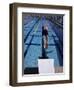 Swimmer Diving Off the Starting Blocks to Begin a Race-Steven Sutton-Framed Photographic Print