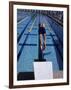 Swimmer Diving Off the Starting Blocks to Begin a Race-Steven Sutton-Framed Photographic Print