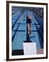 Swimmer Diving Off the Starting Blocks to Begin a Race-Steven Sutton-Framed Photographic Print