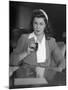 Swimmer Esther Williams Drinking a Soda-Peter Stackpole-Mounted Premium Photographic Print