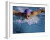 Swimmer in Goggles and Purple Swim Cap-null-Framed Photographic Print