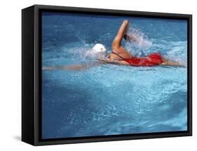 Swimmer in Red Suit-null-Framed Stretched Canvas