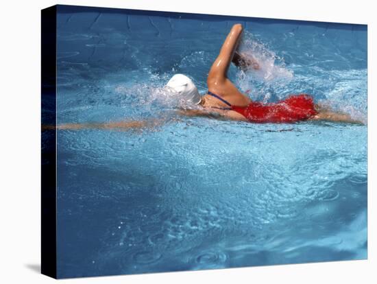 Swimmer in Red Suit-null-Stretched Canvas