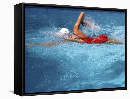 Swimmer in Red Suit-null-Framed Stretched Canvas