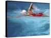 Swimmer in Red Suit-null-Stretched Canvas