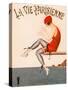 Swimmer on Diving Board, Illustration from La Vie Parisienne , 1920 (Colour Litho).-Georges Leonnec-Stretched Canvas