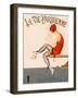 Swimmer on Diving Board, Illustration from La Vie Parisienne , 1920 (Colour Litho).-Georges Leonnec-Framed Premium Giclee Print