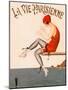 Swimmer on Diving Board, Illustration from La Vie Parisienne , 1920 (Colour Litho).-Georges Leonnec-Mounted Premium Giclee Print