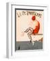 Swimmer on Diving Board, Illustration from La Vie Parisienne , 1920 (Colour Litho).-Georges Leonnec-Framed Giclee Print