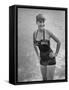 Swimmer Shirley May France, Standing in the Ocean Wearing Her "Black Magic" Swimsuit-null-Framed Stretched Canvas