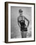 Swimmer Shirley May France, Standing in the Ocean Wearing Her "Black Magic" Swimsuit-null-Framed Photographic Print