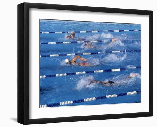 Swimmers Competing in a Race-null-Framed Premium Photographic Print