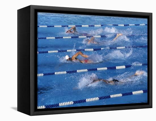 Swimmers Competing in a Race-null-Framed Stretched Canvas