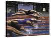 Swimmers Diving to Start a Race at Summer Olympics-null-Stretched Canvas