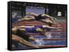 Swimmers Diving to Start a Race at Summer Olympics-null-Framed Stretched Canvas