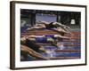 Swimmers Diving to Start a Race at Summer Olympics-null-Framed Photographic Print