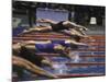 Swimmers Diving to Start a Race at Summer Olympics-null-Mounted Photographic Print
