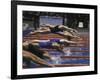 Swimmers Diving to Start a Race at Summer Olympics-null-Framed Photographic Print