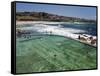 Swimmers Do Laps at Ocean Filled Pools Flanking the Sea at Sydney's Bronte Beach, Australia-Andrew Watson-Framed Stretched Canvas