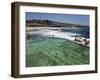 Swimmers Do Laps at Ocean Filled Pools Flanking the Sea at Sydney's Bronte Beach, Australia-Andrew Watson-Framed Photographic Print