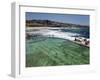 Swimmers Do Laps at Ocean Filled Pools Flanking the Sea at Sydney's Bronte Beach, Australia-Andrew Watson-Framed Photographic Print