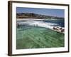 Swimmers Do Laps at Ocean Filled Pools Flanking the Sea at Sydney's Bronte Beach, Australia-Andrew Watson-Framed Photographic Print