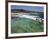 Swimmers Do Laps at Ocean Filled Pools Flanking the Sea at Sydney's Bronte Beach, Australia-Andrew Watson-Framed Photographic Print