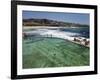 Swimmers Do Laps at Ocean Filled Pools Flanking the Sea at Sydney's Bronte Beach, Australia-Andrew Watson-Framed Photographic Print