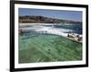 Swimmers Do Laps at Ocean Filled Pools Flanking the Sea at Sydney's Bronte Beach, Australia-Andrew Watson-Framed Photographic Print