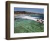 Swimmers Do Laps at Ocean Filled Pools Flanking the Sea at Sydney's Bronte Beach, Australia-Andrew Watson-Framed Photographic Print