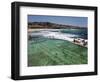 Swimmers Do Laps at Ocean Filled Pools Flanking the Sea at Sydney's Bronte Beach, Australia-Andrew Watson-Framed Photographic Print