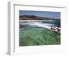 Swimmers Do Laps at Ocean Filled Pools Flanking the Sea at Sydney's Bronte Beach, Australia-Andrew Watson-Framed Photographic Print