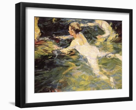 Swimmers, Javea-Joaquín Sorolla y Bastida-Framed Art Print