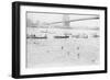 Swimmers Race to Coney Island Just Past the Brooklyn Bridge-null-Framed Art Print