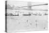 Swimmers Race to Coney Island Just Past the Brooklyn Bridge-null-Stretched Canvas