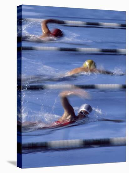 Swimmers Racing-null-Stretched Canvas