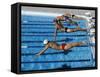 Swimmers Starting a Race-null-Framed Stretched Canvas