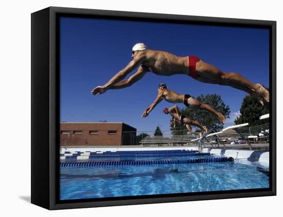 Swimmers Starting a Race-null-Framed Stretched Canvas