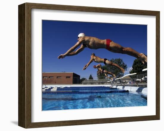 Swimmers Starting a Race-null-Framed Photographic Print