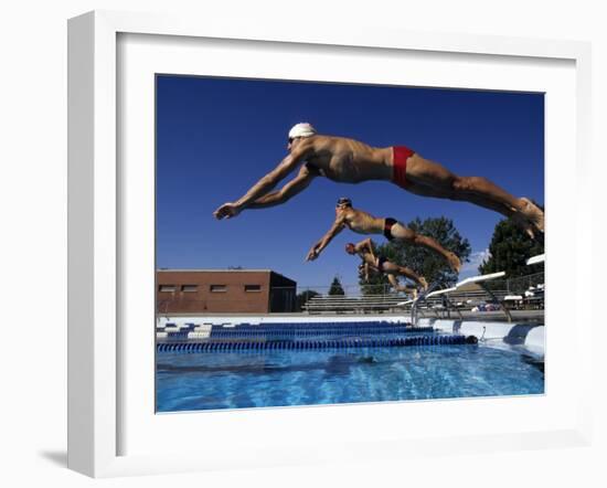 Swimmers Starting a Race-null-Framed Photographic Print