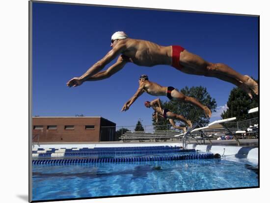 Swimmers Starting a Race-null-Mounted Photographic Print