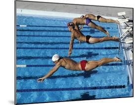 Swimmers Starting a Race-null-Mounted Photographic Print