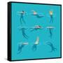 Swimming and Diving People in Swimming Pool-MicroOne-Framed Stretched Canvas