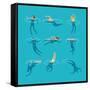 Swimming and Diving People in Swimming Pool-MicroOne-Framed Stretched Canvas